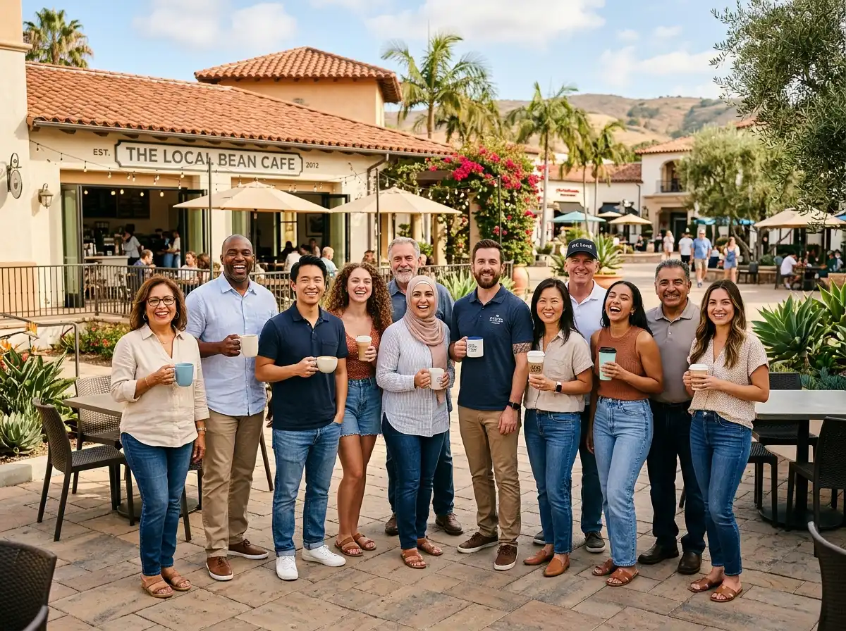 Residents gathering at outdoor cafe